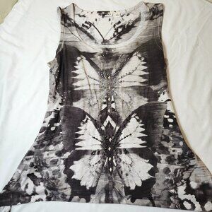 Cato Tie Dye Black & White Butterfly Tank Top